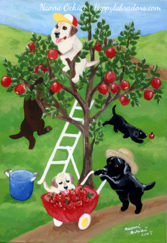 Apple Tree Labradors Painting
