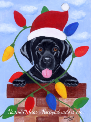 Black Labrador Christmas Painting