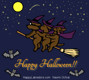 Halloween Chocolate Labrador Cartoon by Naomi Ochiai