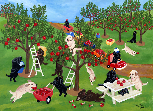 Apple Farm Labrador Painting