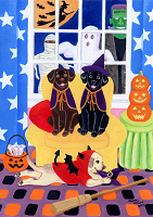 Whimsical Halloween Labrador Painting
