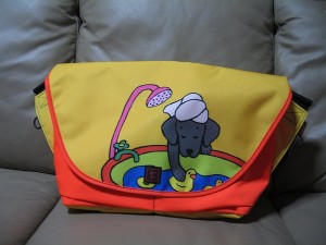 Black Labrador Cartoon Rickshaw Messenger Bag