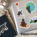 Black Labrador Cartoon Stickers