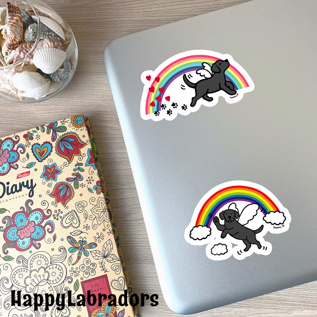 Black Labrador Rainbow Bridge Stickers